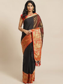 Meia Black And Red Embellished Saree