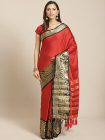 Meia Red And Black Embellished Saree
