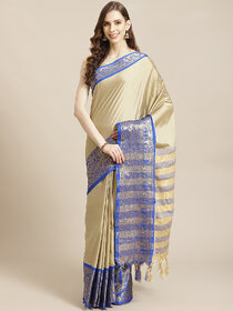 Meia Cream And Blue Embellished Saree