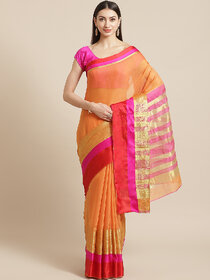 Meia Orange And Red Embellished Saree