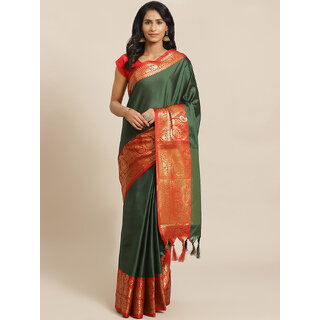 Meia Green And Red Embellished Saree