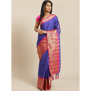 Meia Blue And Pink Embellished Saree