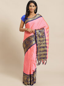 Meia Pink And Blue Embellished Saree