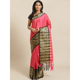 Meia Pink And Black Embellished Saree