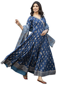 Traditional Long Blue Kurta With Dupptta