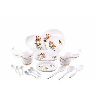 Arni Plastic Exclusive and Microwave Safe, Platic Printed Round Dinner Set of 38 Pieces