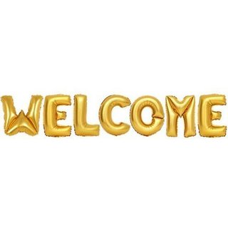 Buy Solid WELCOME LETTER FOIL BALLOONS GOLDEN COLOURS Letter Balloon ...