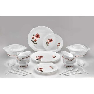 Arni Plastic Exclusive and Microwave Safe, Platic Printed Round Dinner Set of 38 Pieces