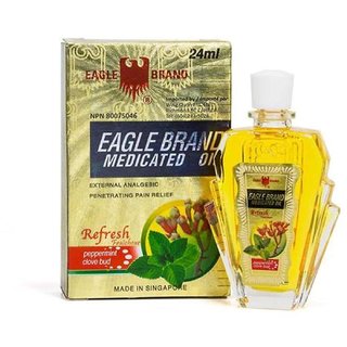 Eagle Brand Medicated oil 24ml Singapore Product (Refresh - Peppermint  Clove bud) Pack of 1
