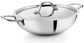PNB Kitchenmate Kadhai 26 cm with Lid (Stainless Steel, Aluminium, Non-stick, Induction Bottom)