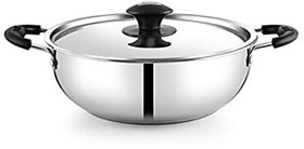pnb kitchenmate ROMANO KARAHI 21 Kadhai 21 cm with Lid (Stainless Steel, Non-stick, Induction Bottom)