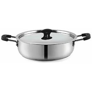PNB Kitchenmate Romano Karahi27cms-4Ltr Kadhai 27 cm with Lid (Steel, Non-stick, Induction Bottom)