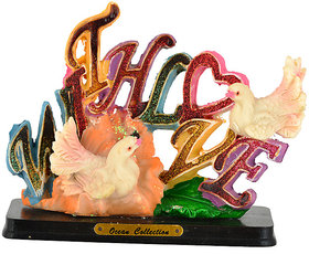 KESAR ZEMS Capodimonte Statue Of LOVE BIRDS DOVE FIGURINE - E (13 X 5 X 12 CM) Multicolor