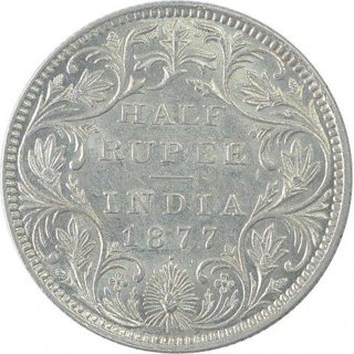 HALF  rupees  silver coin 1877  very rare circulated