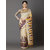 Meia Crema & Purple Festive Cotton Silk Zig Zag Saree With Unstitched Blouse