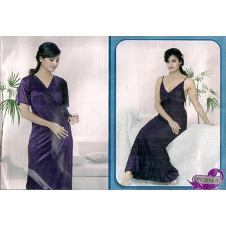 women's 2pc Sleepwear set Nighty  Over Coat 2054D Dark Wine Voilet Night dress new bed fun Daily  Nightie  Robe