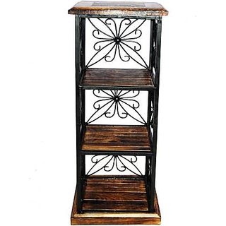 onlinecraft wooden iron book rack  (1617) brown