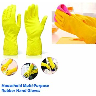 Eastern Club Rubber Hand Gloves Reusable Free Size For Washing, Cleaning Kitchen Garden Pair Of-5