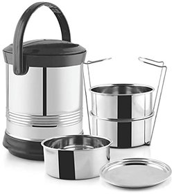 PNB Beeta Stainless Steel 3 container Tiffin/Lunch Box/Food Carrier with Lids