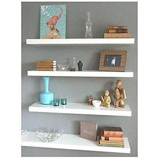 onlinecraft wooden wall shelf 4 white  (ch2474)