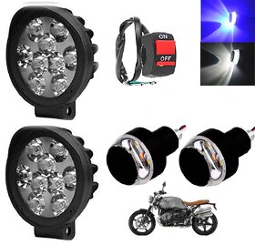 Bike Led Fog Light 9 Led Cap 2 Pcs + 1 On/Off Switch + 2 Pcs Handle Bar