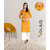 Fabclub Women Rayon Printed Stright Kurti (Mustard Yellow)