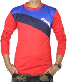 VANTAR Red Printed Full Sleeve T-Shirt