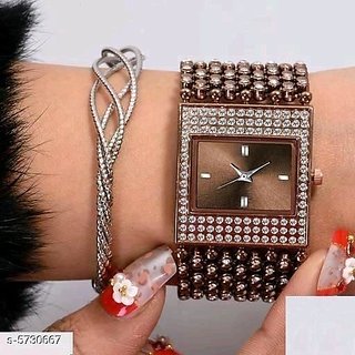 Hrv Chocklet Metal Rectangular Womens Watch