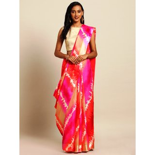 Meia Pink & Cream-Coloured Supernet Dyed Kota Saree