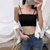 THE BLAZZE 1290 Women's Basic Sexy Solid Slim Fit Sleeveless Saree Readymade Saree Blouse Crop Top T-Shirt for Women