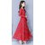 Raabta Fashion Red 25 Flower Print Crepe Maxi Dress