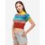 TNQ Women Half Sleeves Rainbow Colour Crop Top
