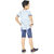 HRR Boys Festive Bronklyn Lidht Blue Cotton Tshirt With Denim  Half pant