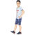 HRR Boys Festive Bronklyn Lidht Blue Cotton Tshirt With Denim  Half pant
