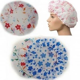 Kushahu 3 pcs Shower Cap Bath Shower Reusable Clear Plastic Hair Cover Spa Salon Care