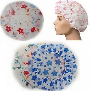 Kushahu 3 pcs Shower Cap Bath Shower Reusable Clear Plastic Hair Cover Spa Salon Care