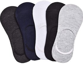 Eastern Club Anti-Slip Unisex Cotton Invisible No show Cotton Loafer Socks with anti slip silicon grip ( Pack of 5)