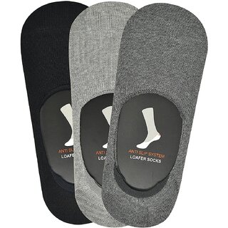 Eastern Club Anti-Slip Unisex Cotton Invisible No show Cotton Loafer Socks with anti slip silicon grip ( Pack of 3)
