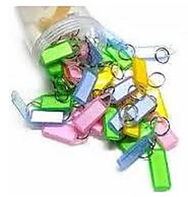 Buy 50pcs ASSORTED DOUBLE SIDED KEY CHAIN LABEL LOCKING MULTI COLOR ...