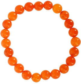 KESAR ZEMS Hakik Agate Orange Colour Stretchable Bracelet For Unisex (10 x 2 x 1 CM)
