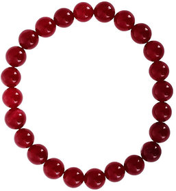 KESAR ZEMS Hakik Agate Ruby Colour Stretchable Bracelet For Unisex (10 x 2 x 1 CM)