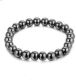 KESAR ZEMS Natural Magnet Grey Colour Stretchable Bracelet For Unisex (10 x 2 x 1 CM)