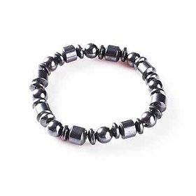 KESAR ZEMS Natural Magnet Grey Colour Stretchable Bracelet For Unisex (8 x 1 x 0.5 CM)