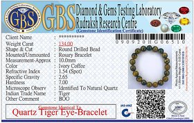 KESAR ZEMS Natural Quartz Tiger Eye Stone Stretchable Bracelet With Certificate For Unisex  (10 x 2 x 1 CM)