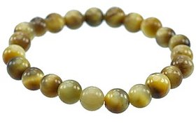 KESAR ZEMS Natural  Quartz Cats Eye Stone Stretchable Bracelet With Certificate For Unisex  (10 x 2 x 1 CM) Ivory Yellow