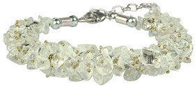 KESAR ZEMS Natural Clear Rock Crystal Stone Chip Adjustable Bracelet For Unisex (10 x 1 x 2 CM) Clear.