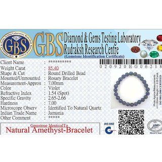 KESAR ZEMS Natural Amethyst Stone Stretchable Bracelet With Certificate For Unisex  (10 x 2 x 1 CM) Violet.