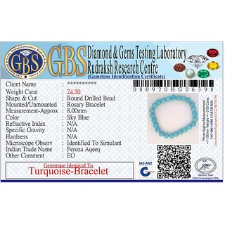 KESAR ZEMS Natural Quartz Turquoise Stone Stretchable Bracelet With Certificate For Unisex  (10 x 2 x 1 CM) Sky Blue.