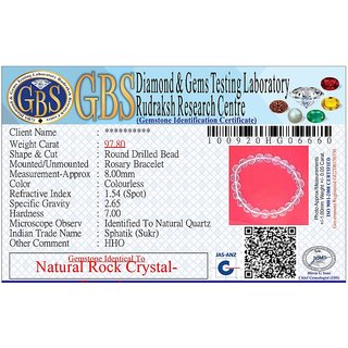 KESAR ZEMS Natural Rock Crystal /Sphatik Stone Stretchable Bracelet With Certificate For Unisex  (10 x 2 x 1 CM) Clear