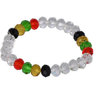 KESAR ZEMS Multi Crystal /Sphatik Stone Stretchable Bracelet  For Unisex  (10 x 2 x 1 CM) Clear